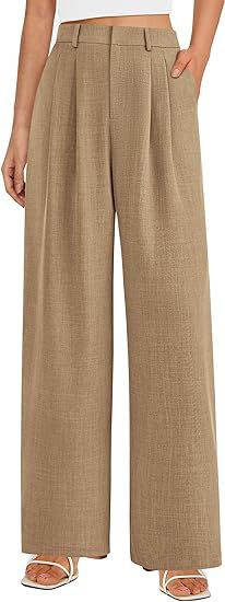 High Waist Wide Leg Trousers with Pockets