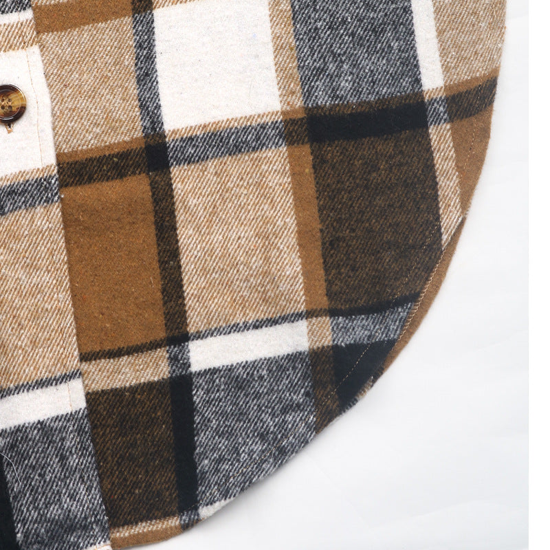 Plaid Longline Vest Lapel Button Front Pockets