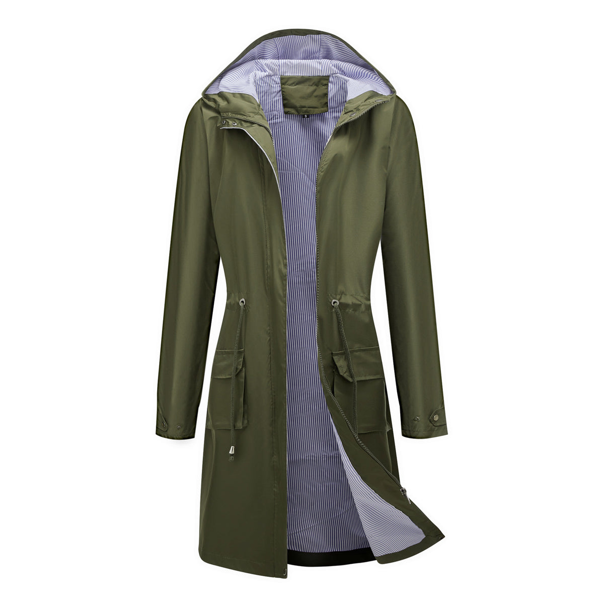 Women's Long Hooded Rain Jacket Waterproof Lightweight Coat