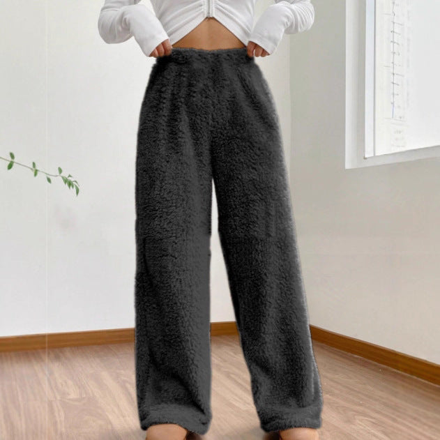 Women's Sherpa Fleece Wide Leg Pants Warm Cozy Casual