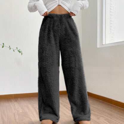 Women's Sherpa Fleece Wide Leg Pants Warm Cozy Casual