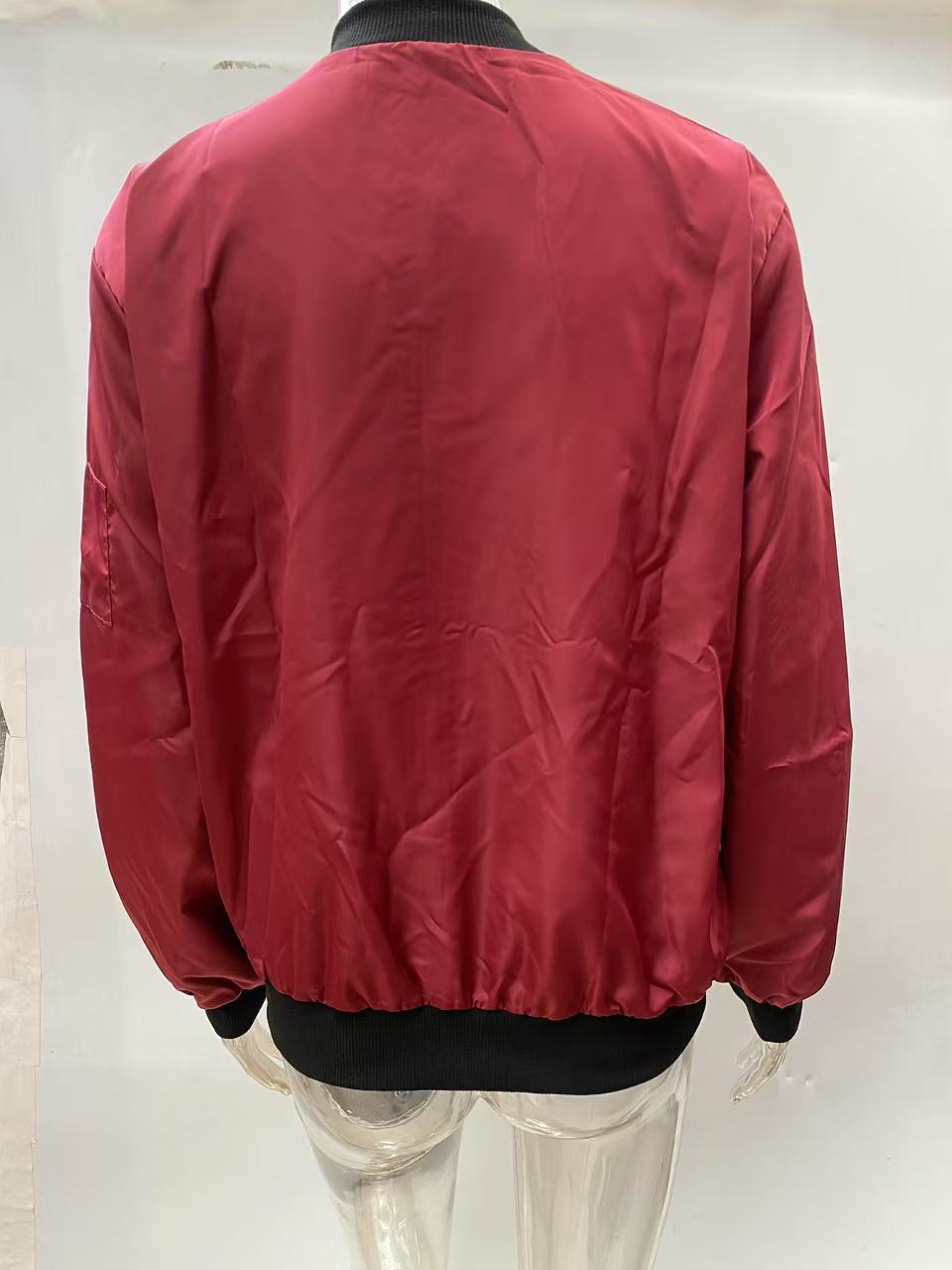 Women's Casual Zip-Up Bomber Jacket Lightweight Solid