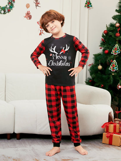 Alphabet Snowflake Plaid Parent-child Print Loungewear Christmas Pajamas