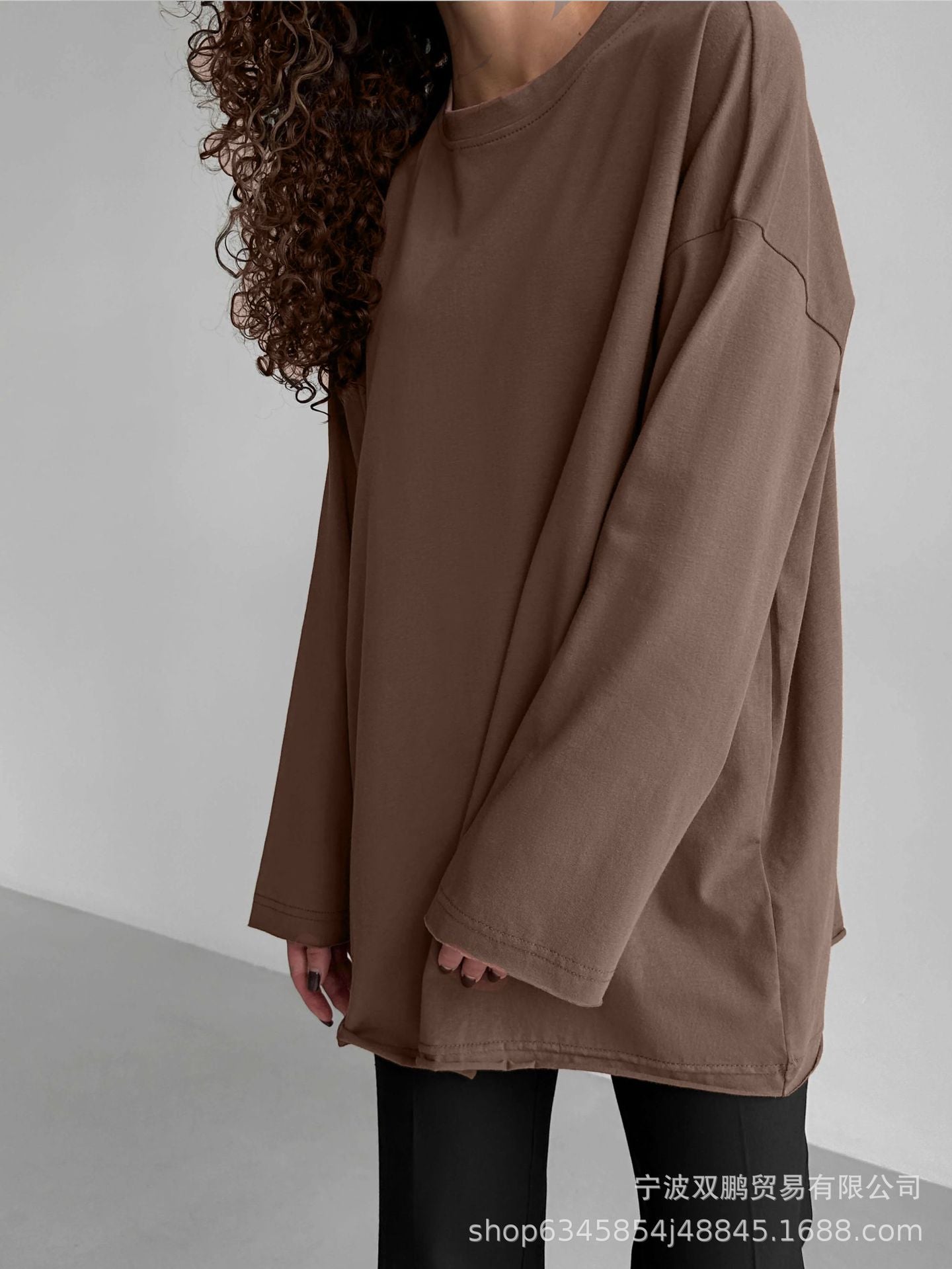 Women's Oversized Distressed Cotton Long Sleeve Tee