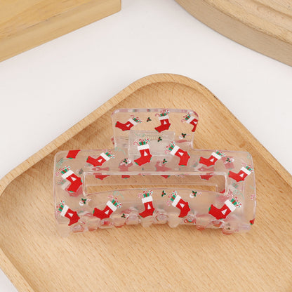 Assorted Christmas Clear Jelly Hair Claw Clips