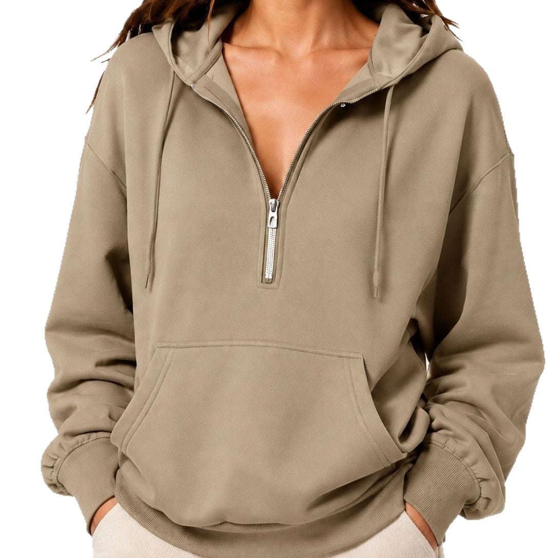 Women's Oversized Half Zip Hoodie Pullover Sweatshirt