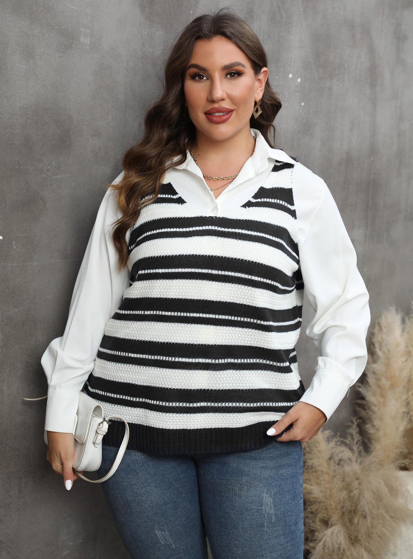 Women's striped contrasting spliced vest top