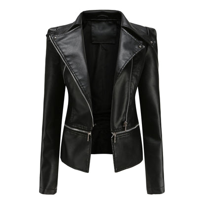 Womens Faux Leather Moto Jacket Detachable Hem Biker