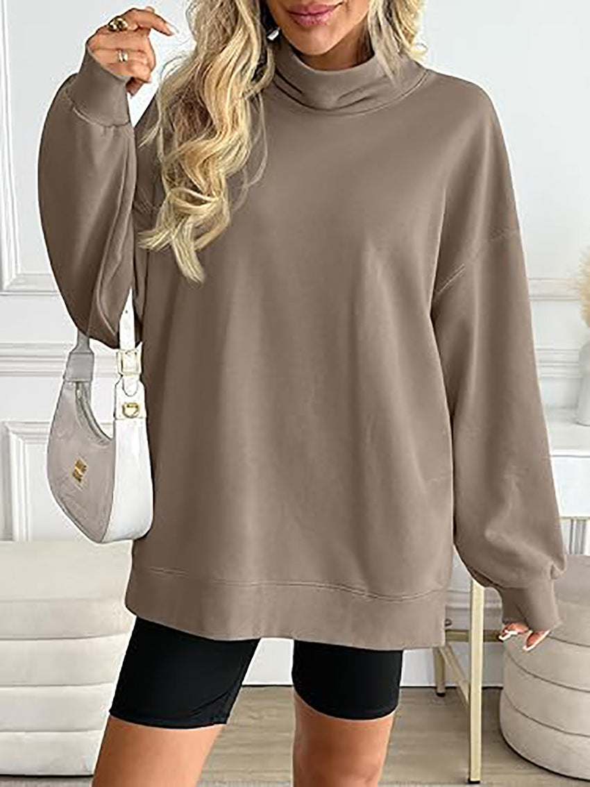 Women's Oversized Mock Neck Sweatshirt Casual Pullover
