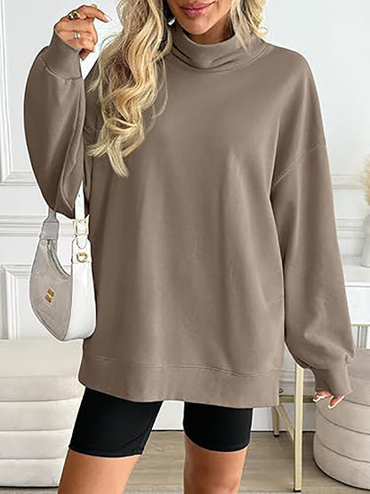 Women's Oversized Mock Neck Sweatshirt Casual Pullover