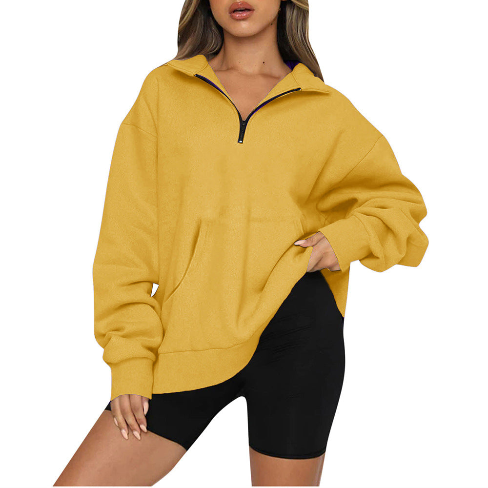 Oversized Half Zip Fleece Pullover Sweatshirt with Pocket