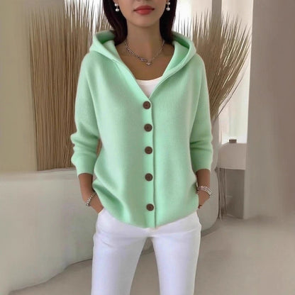 Oversized Hooded Button Knit Cardigan Sweater