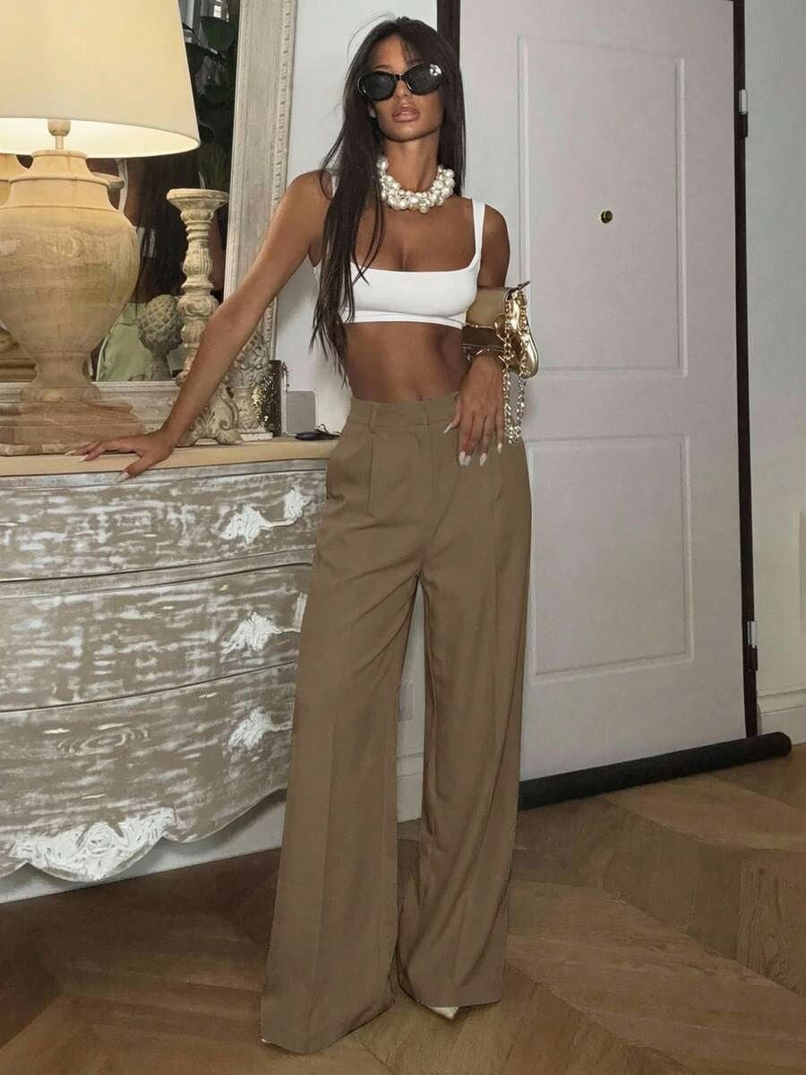 High Waisted Wide Leg Dress Pants Casual Work Trousers