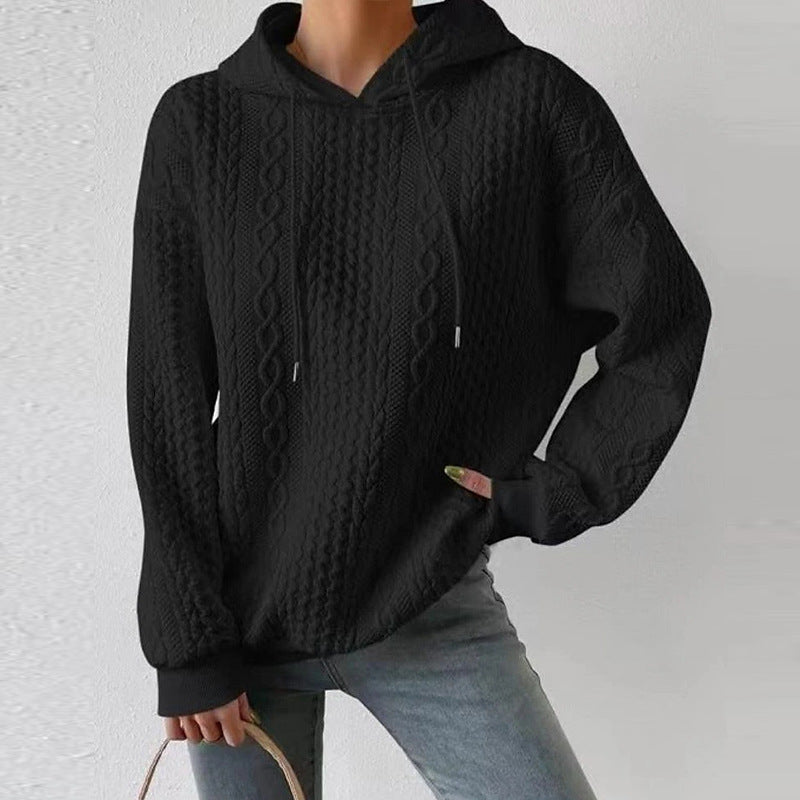 Women's Oversized Cable Knit Hoodie Sweater