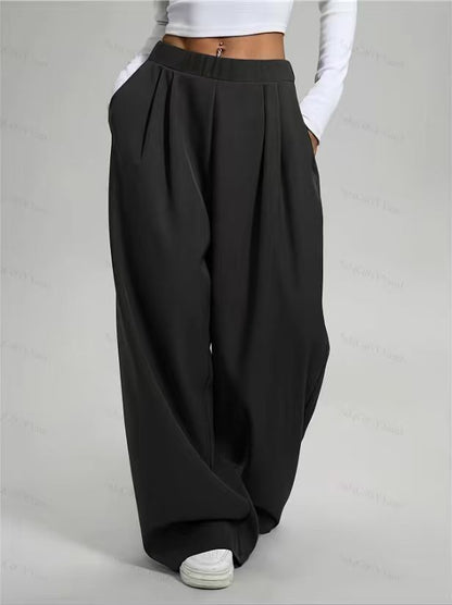 Women's Pleated Wide Leg Pants High Waisted Flowy Trousers
