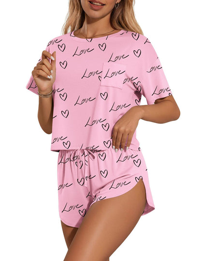 Stripe Lounge Pajama Set Tee & Drawstring Shorts