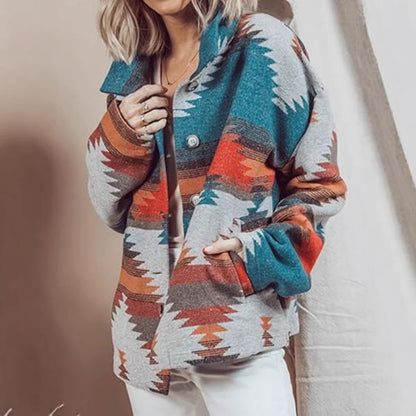 Women's Aztec Geometric Oversized Shacket Jacket