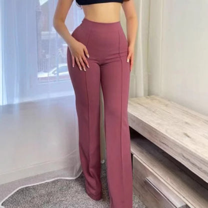 Women's High Waisted Flare Pants Stretchy Wide Leg Casual
