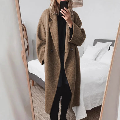 Women's Oversized Long Wool Coat Winter Trench Outerwear