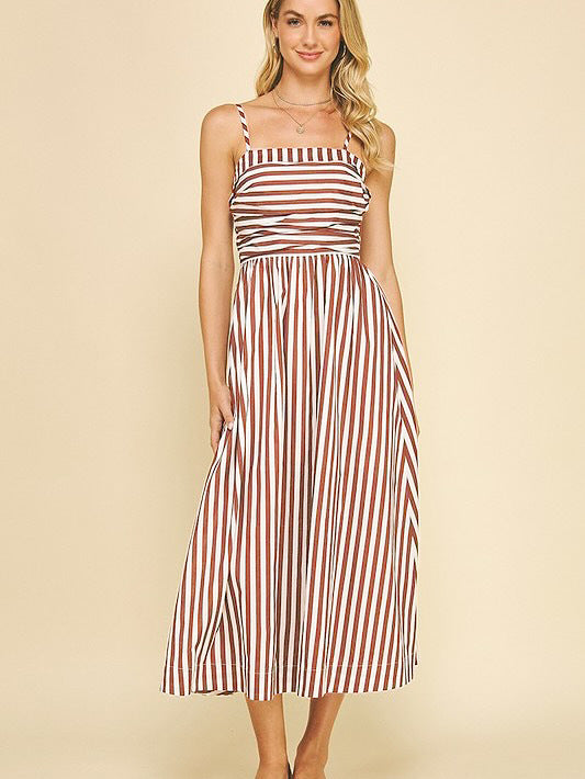 Striped Maxi Dress Smocked Spaghetti Strap Resort Dress