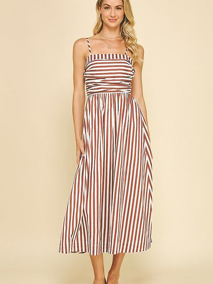 Striped Maxi Dress Smocked Spaghetti Strap Resort Dress