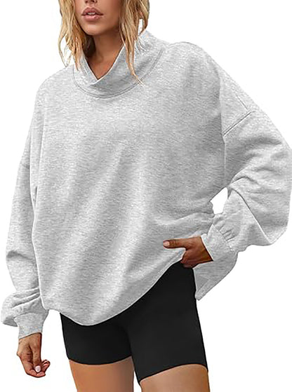 Women's Oversized Mock Neck Sweatshirt Casual Pullover