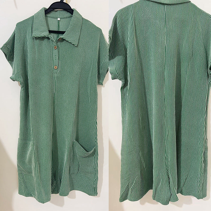 Ribbed Collared Button Romper Loose Pocket Lounge Outfit
