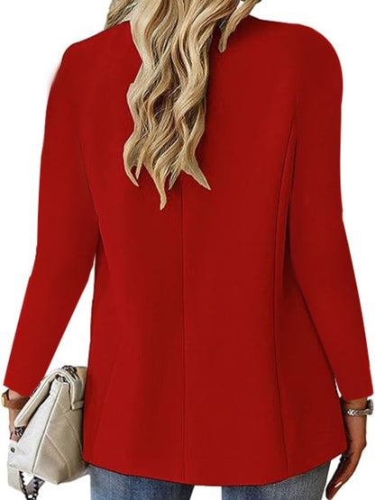 Women's Solid One Button Blazer Long Sleeve Office Jacket