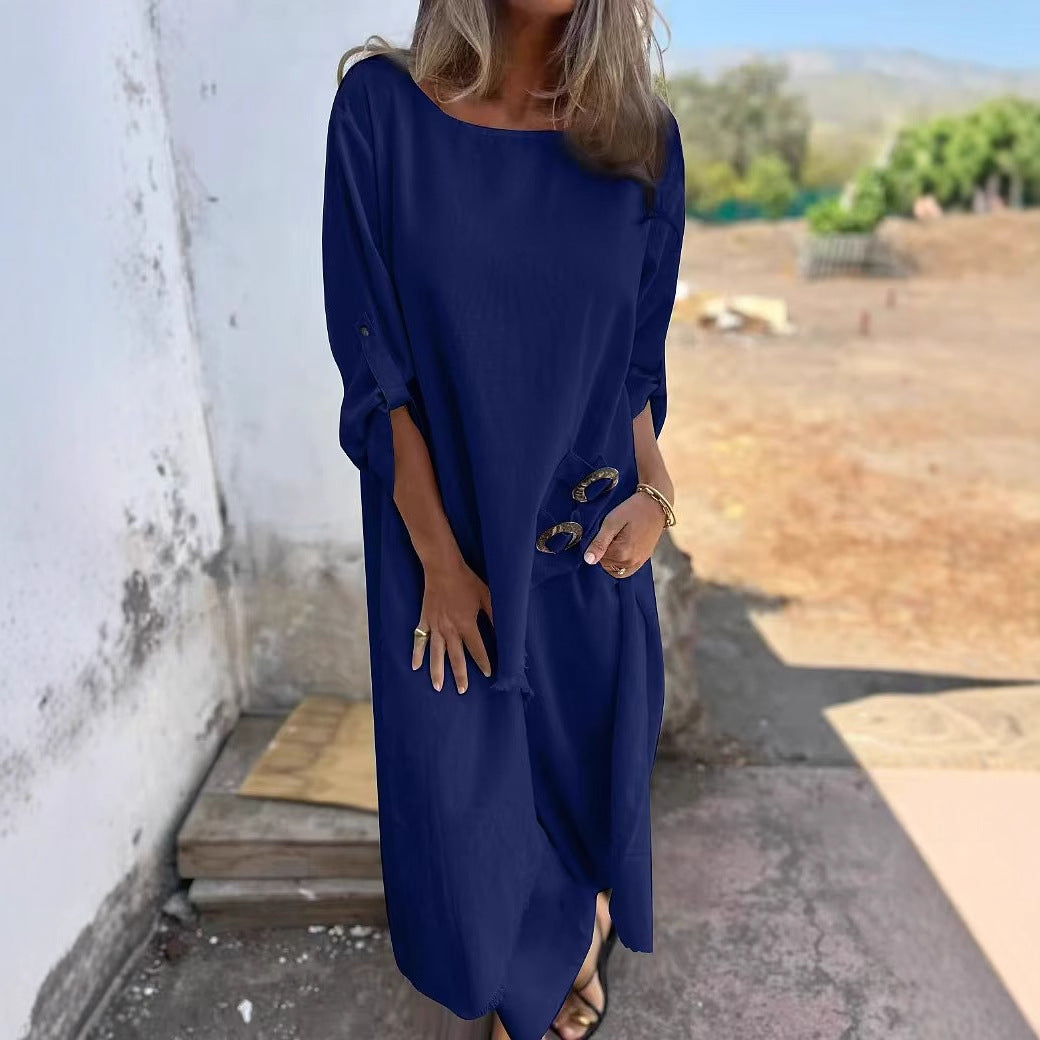 Boho Oversized Linen Look Two Piece Pant Set Frayed