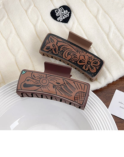 Western Poker Hair Claw Clip Cow Print Faux Leather