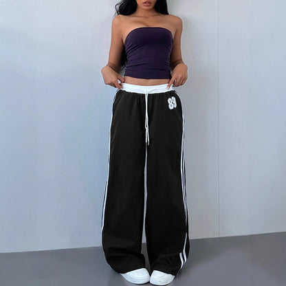 Women's Striped Baggy Wide Leg Y2K Track Pants
