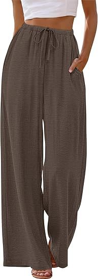 Women's Wide Leg Palazzo Pants Drawstring Waist with Pockets