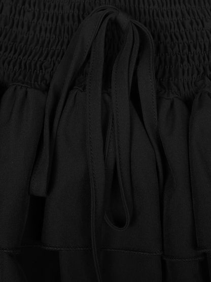 High Waisted Ruffle Tiered Mini Skirt with Drawstring