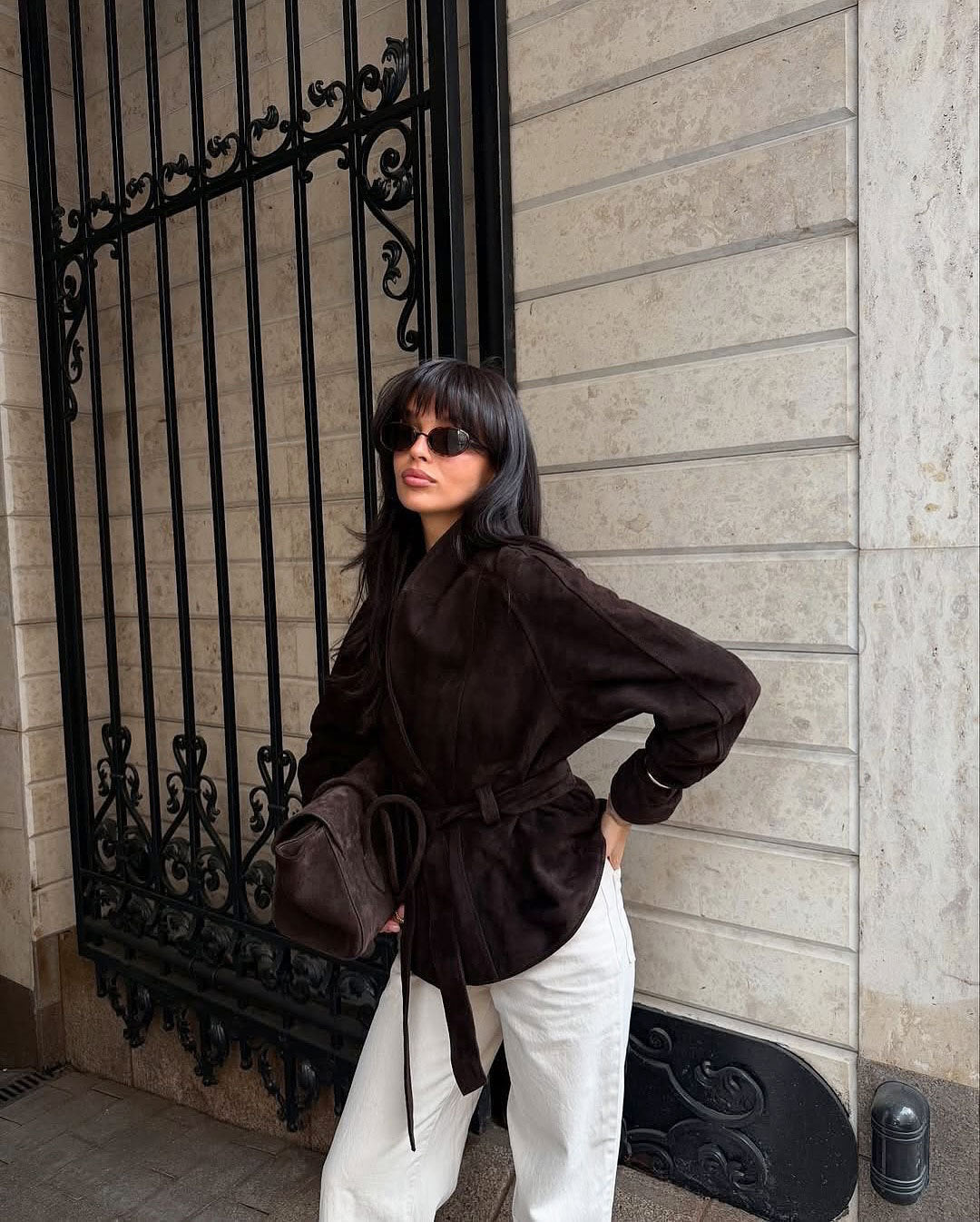 Women's Vintage Faux Suede Belted Jacket