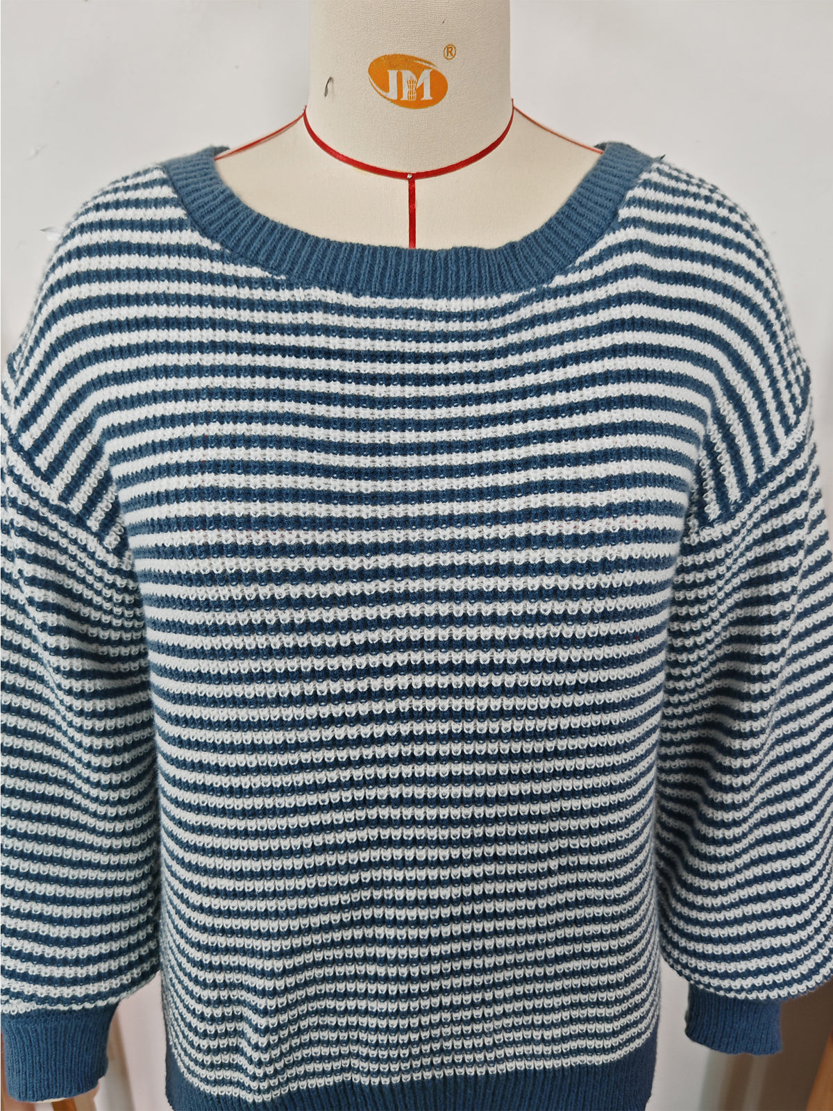 Women's Off Shoulder Striped Balloon Sleeve Sweater