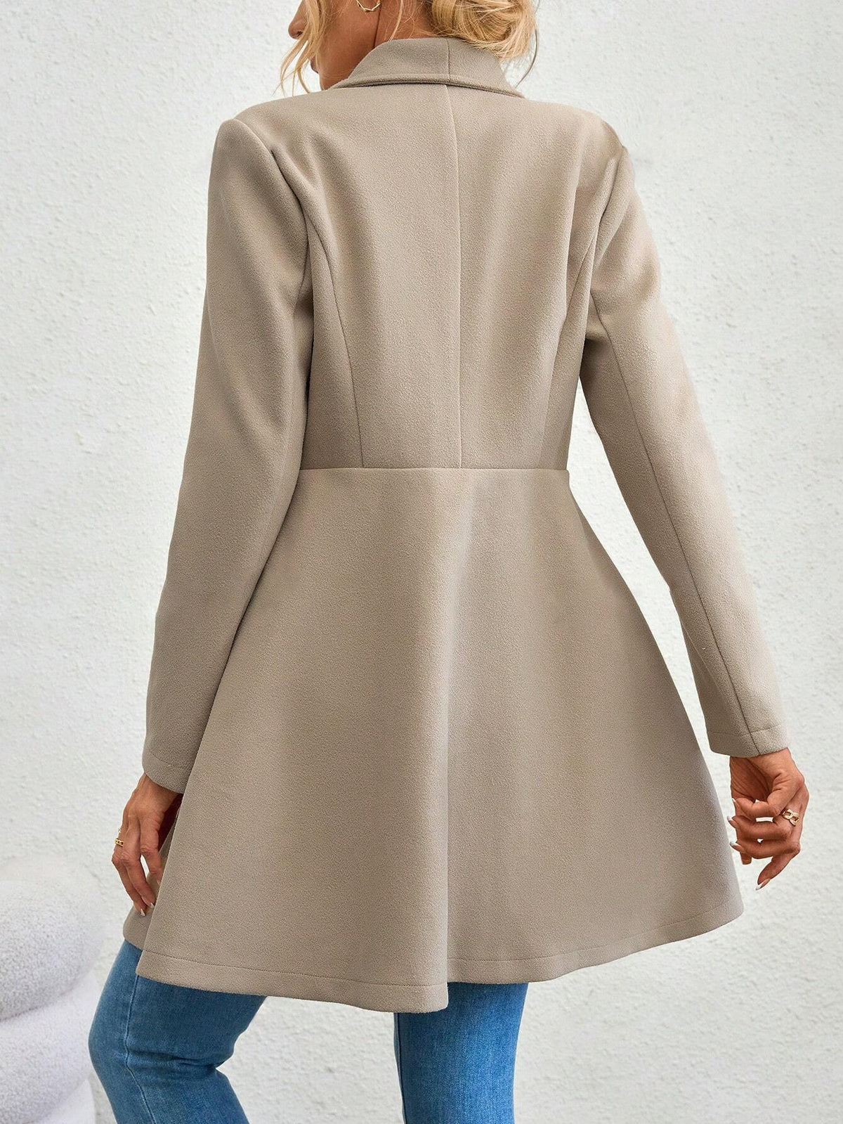 Women's Lapel Wool Coat Double Breasted Winter