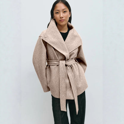 Women's Wool Blend Wrap Coat Belted Thick Midi