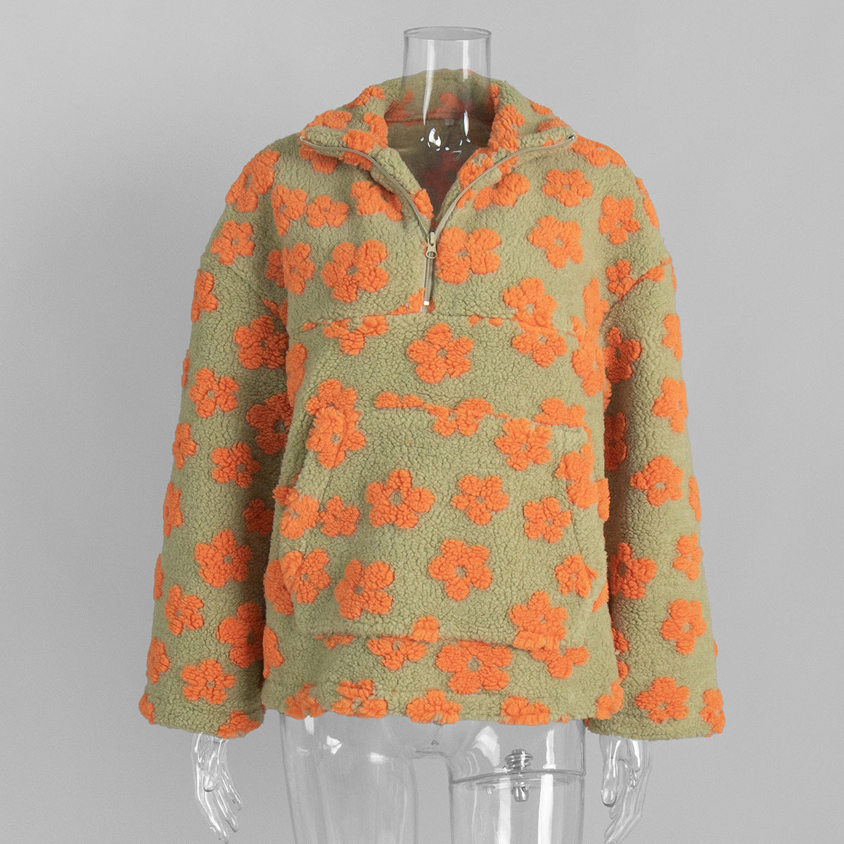 Women's Floral Fleece Quarter Zip Pullover