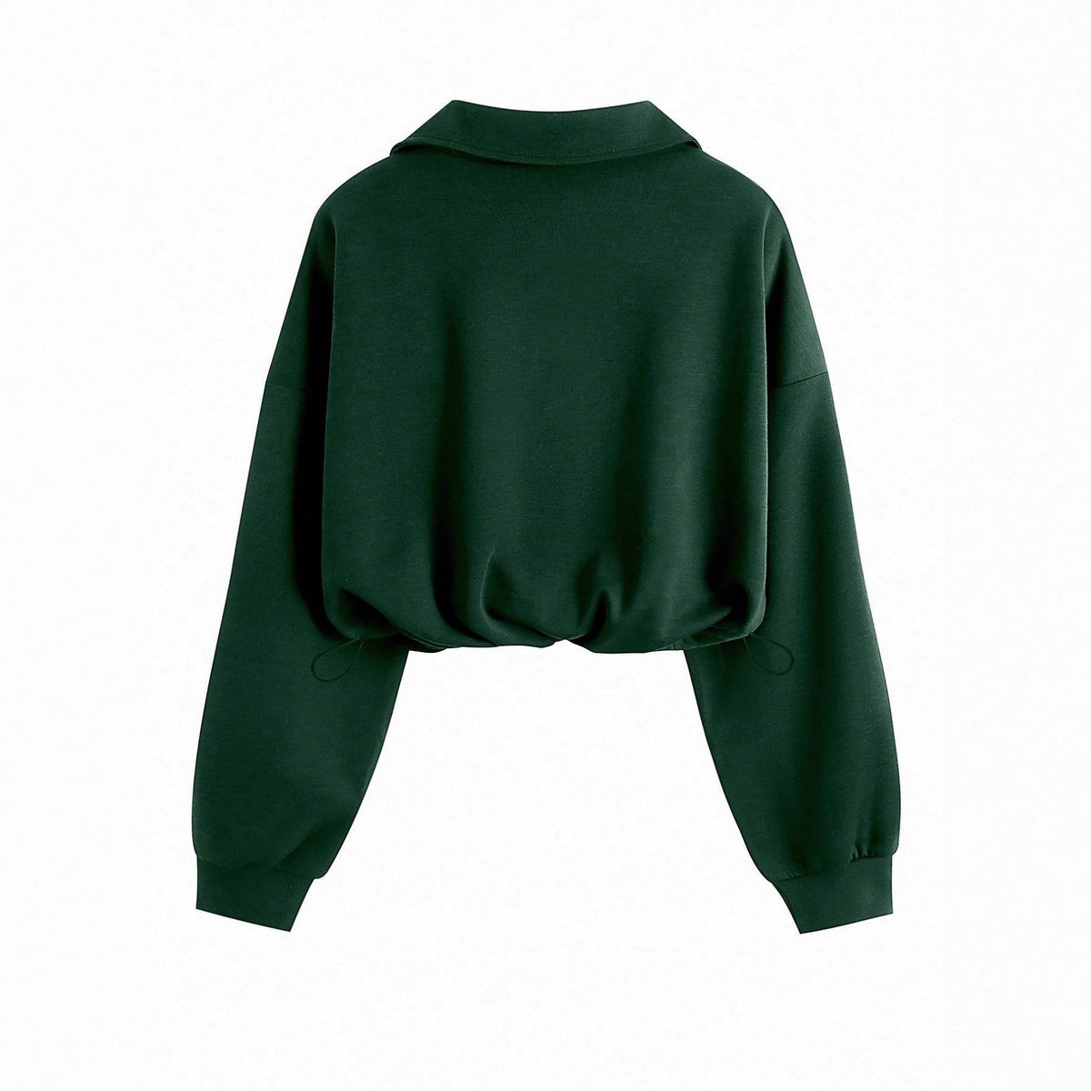 Women's Cropped Quarter Zip Drawstring Waist Sweatshirt