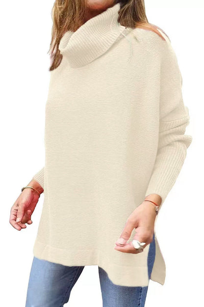 Womens Oversized Turtleneck Batwing Tunic Sweater