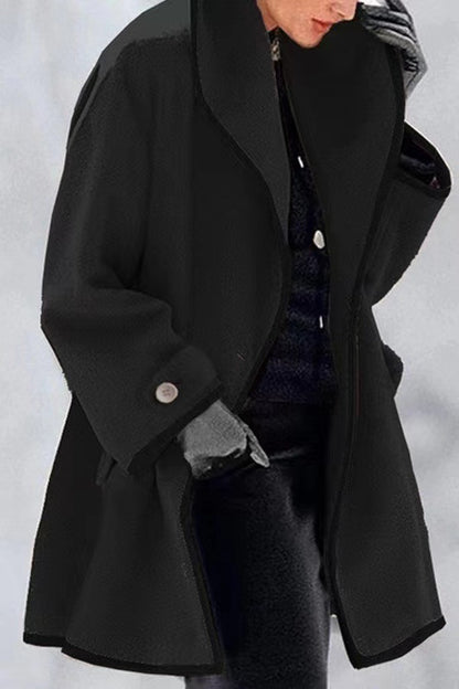 Women's Plus Size Winter Wool Coat Contrast Trim
