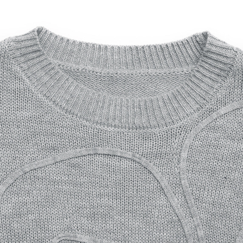 3D Floral Crew Neck Knit Sweater Pullover