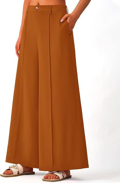 Women's High-Waisted Wide-Leg Palazzo Pants – Elegant Business Trousers