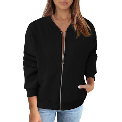 Women's Oversized Zip Up Bomber Jacket Casual