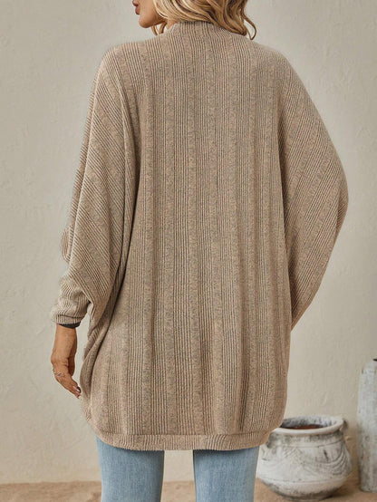 Oversized Open Front Cardigan Long Sleeve Textured Knit