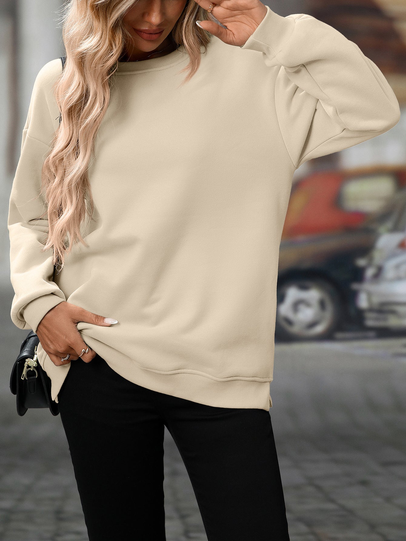 Trendy Y2K Fleece Pullover Sweatshirt – Fall/Winter Casual Top