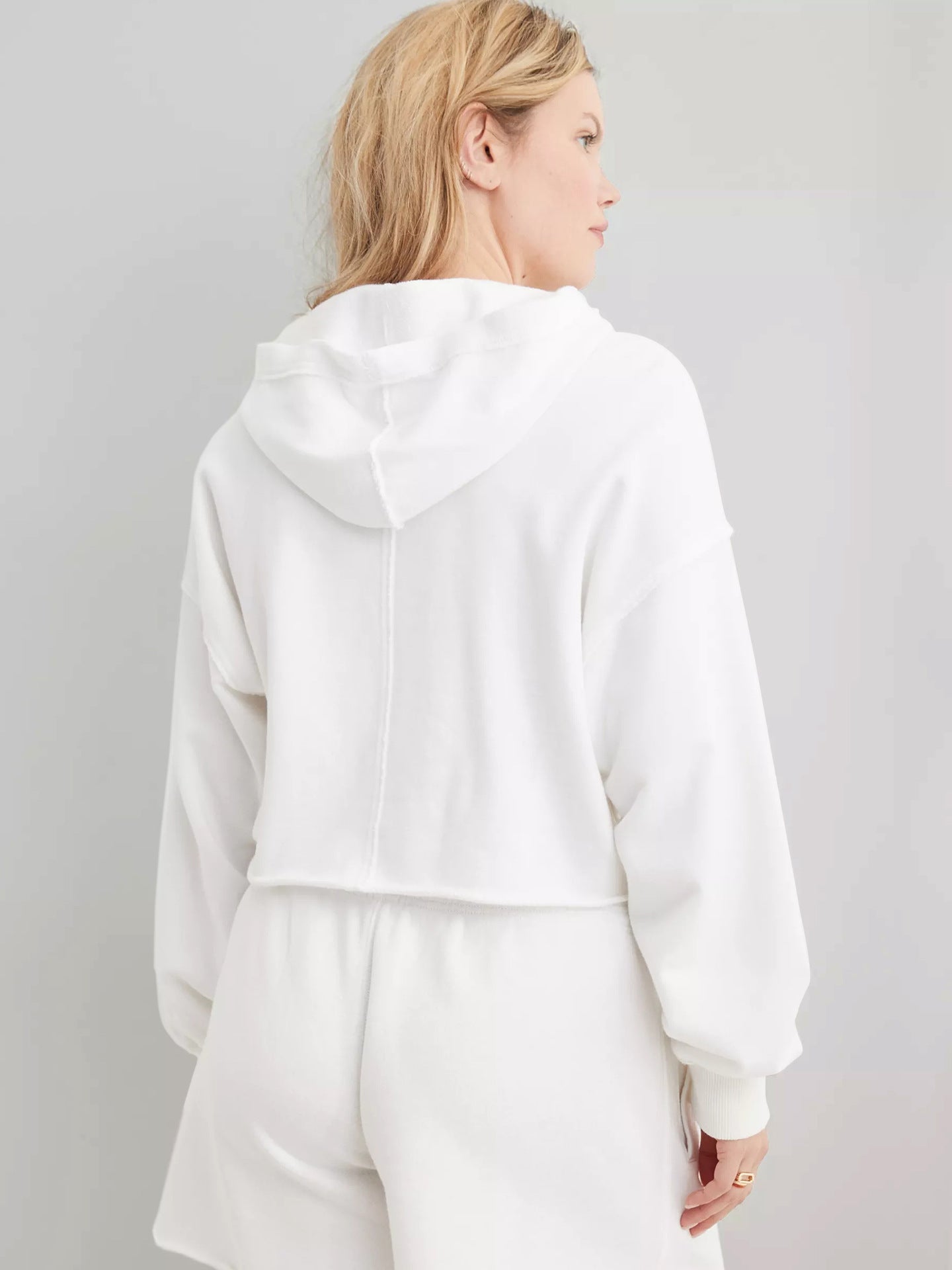 Oversized V Neck Hooded Sweatshirt Pullover Top