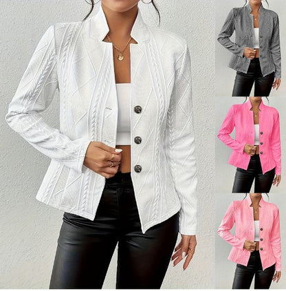 Women's Textured Button Front Casual Blazer