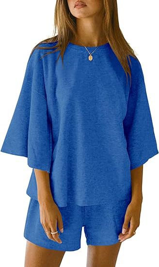 Women's 2 Piece Oversized Lounge Shorts Set Casual Solid