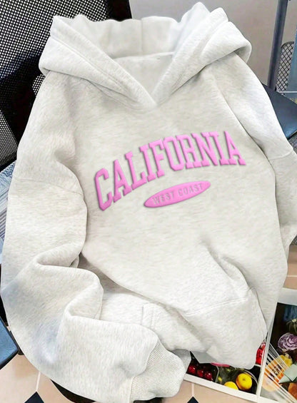 California Letter Graphic Oversized Hoodie Pullover